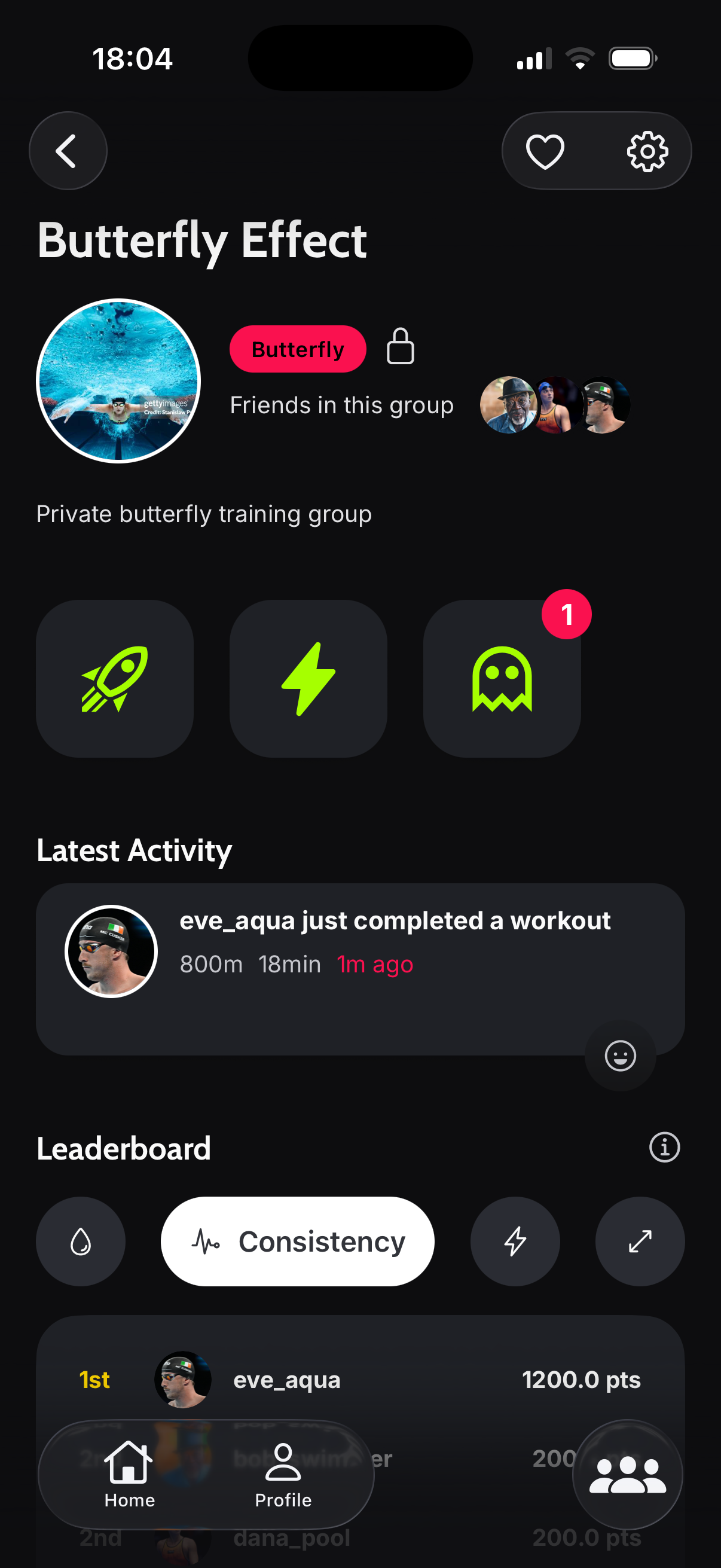 Group detail screen