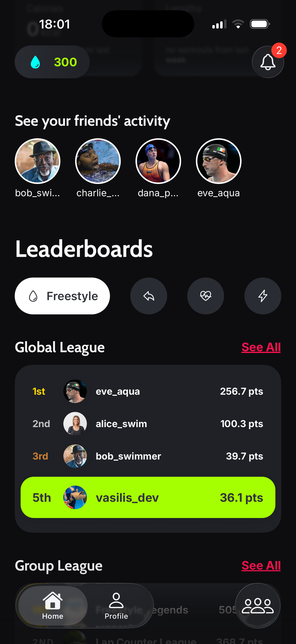Leaderboards screen